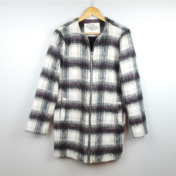 Urban Outfitters Jackets & Blazers - UO | Kimchi Blue Textured Column Coat Plaid Print